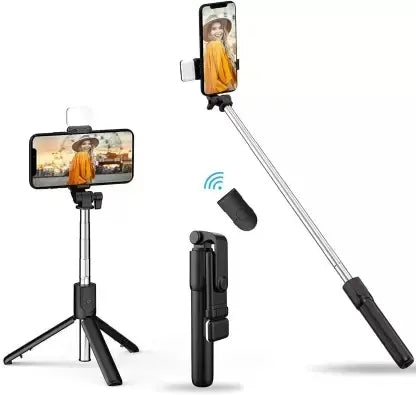 NEXORA Extendable Flash 3-in-1 Selfie Stick Tripod with Bluetooth Remote